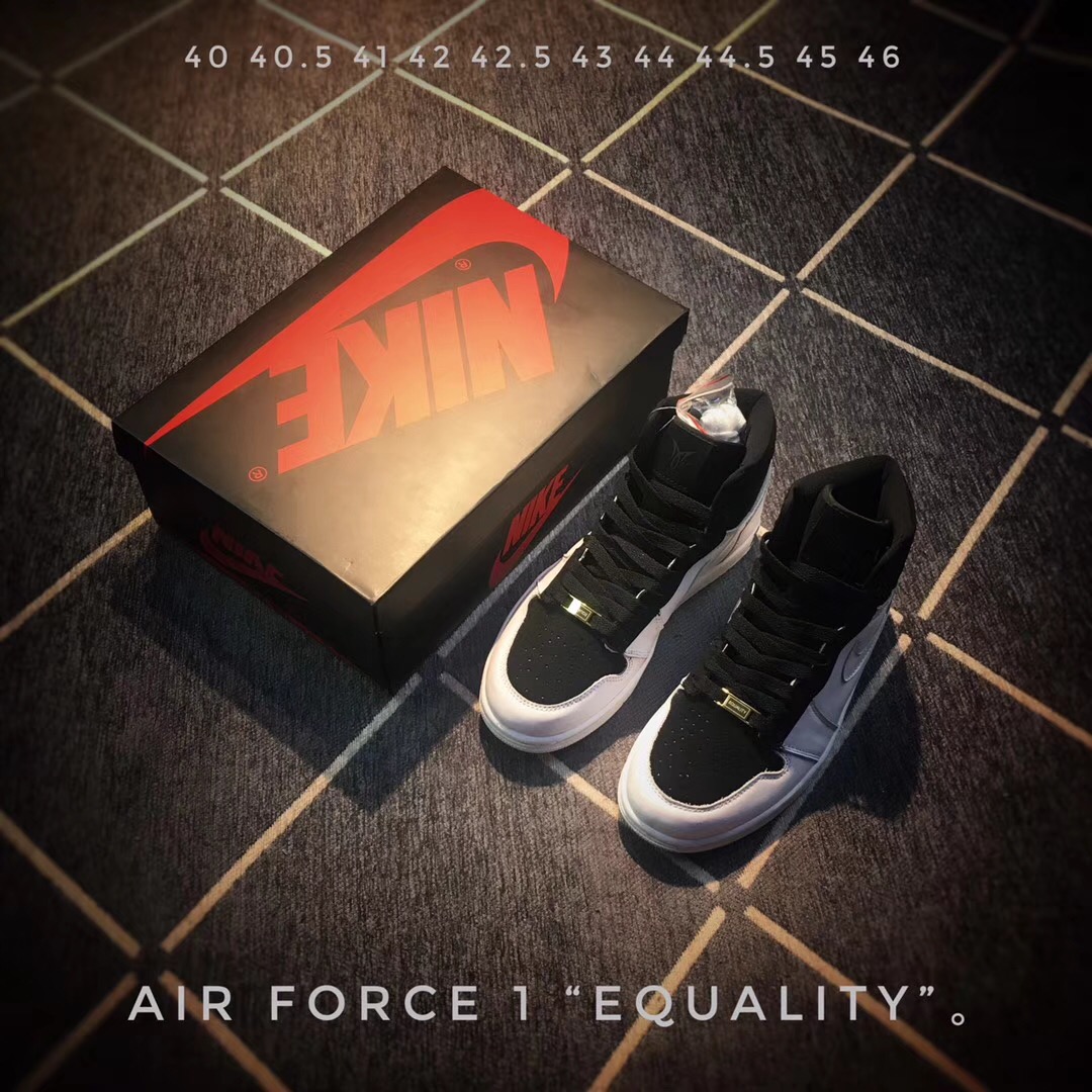 Men Air Jordan 1 Retro Equality Black White Shoes - Click Image to Close